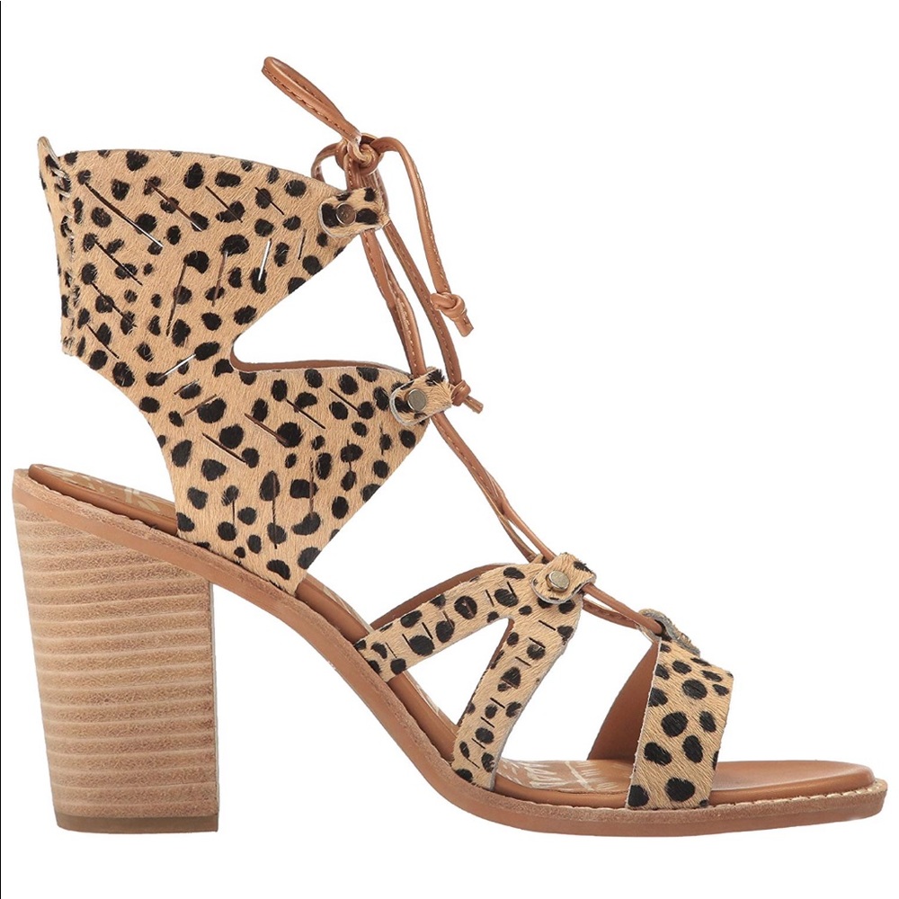 Dolce Vita "Luci" Leopard Calf Hair Laceup Sandal